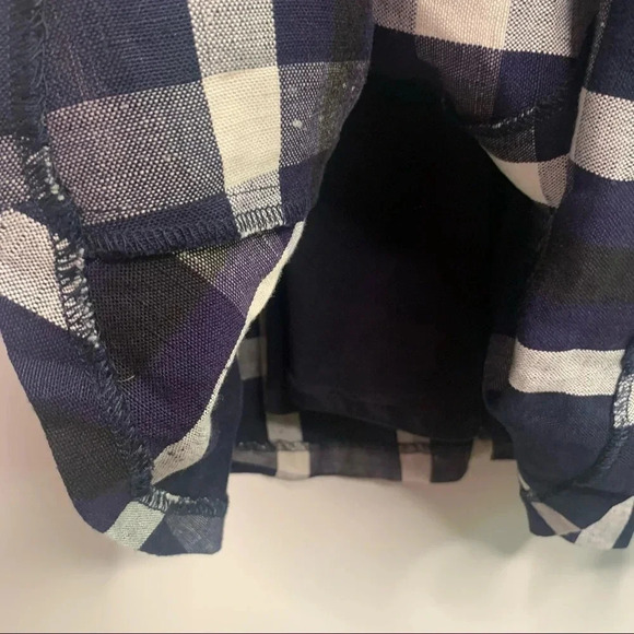 Eva Franco Anthropologie Anya Navy Plaid Linen Blend Halter Dress Size 2 - Picture 5 of 11